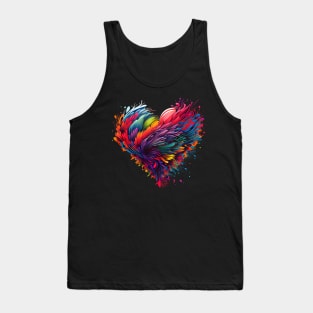 Heart made of feathers in neon colors Tank Top